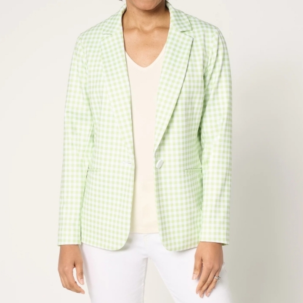 Tailored by Susan Graver‎ Regular Printed Ponte Blazer Size Medium NWOT